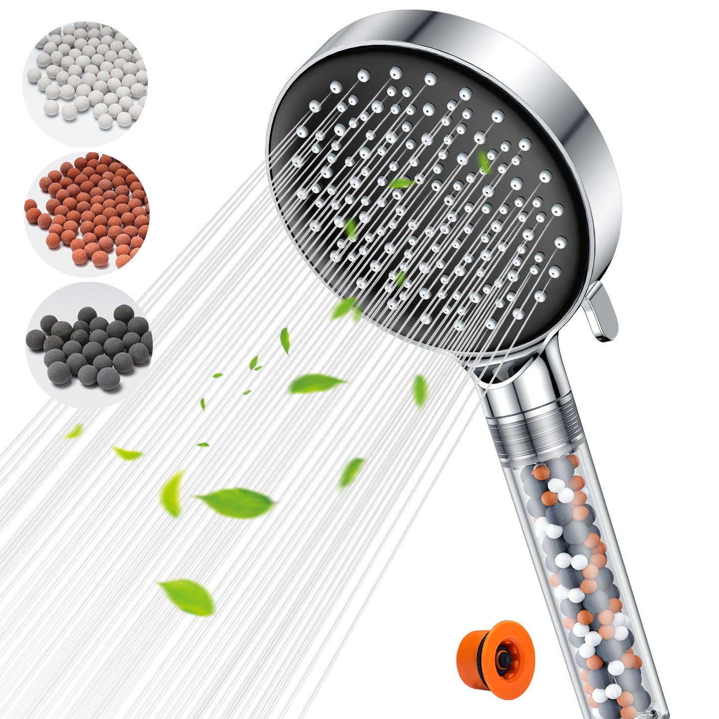 High pressure shower head with filter - YEAUPE Handheld Powerful Flow Beaded Showerheads Filter Pressure Boost Water Saving 6 Modes Hard Water Showerheads Low Water Pressure Showerheads