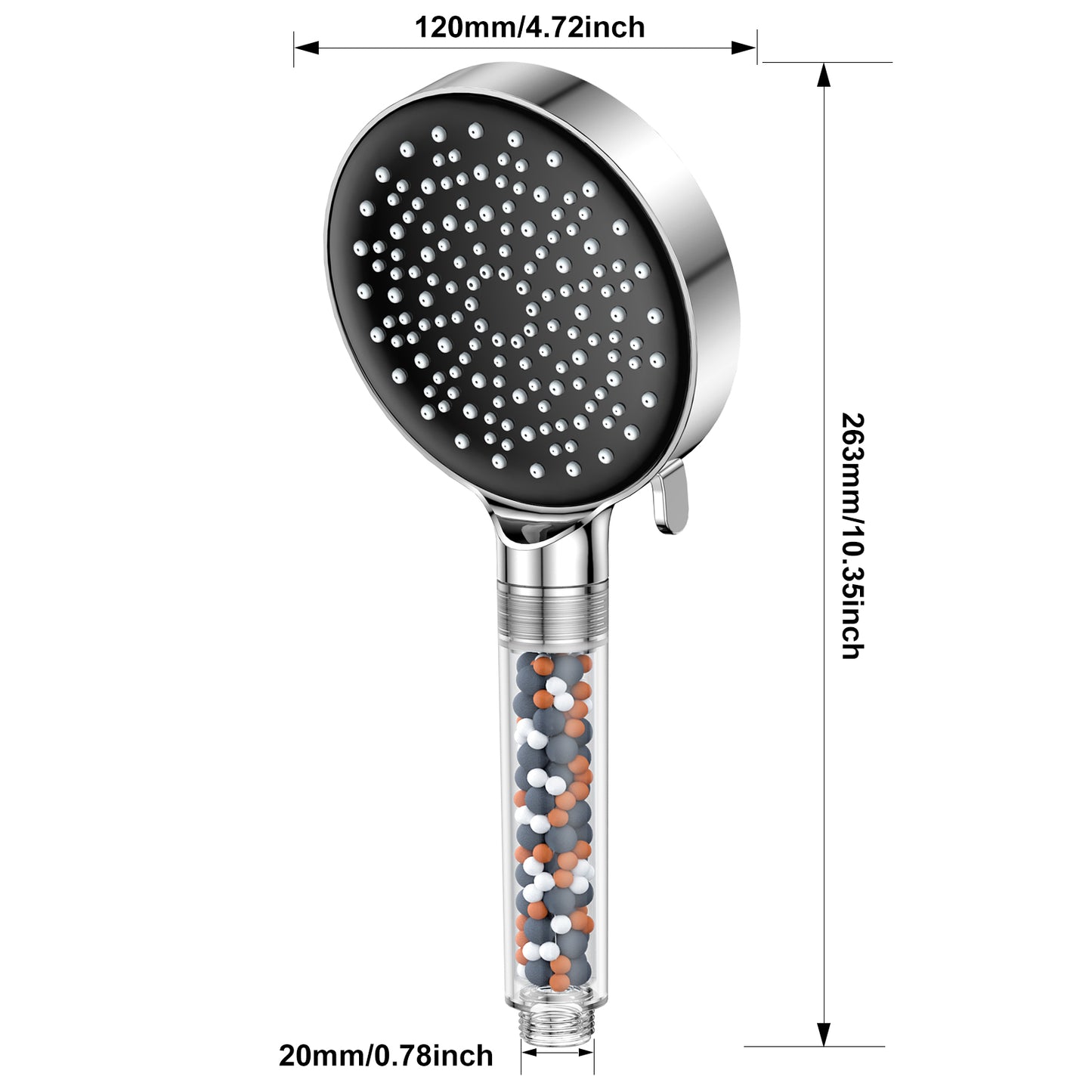 High pressure shower head with filter - YEAUPE Handheld Powerful Flow Beaded Showerheads Filter Pressure Boost Water Saving 6 Modes Hard Water Showerheads Low Water Pressure Showerheads