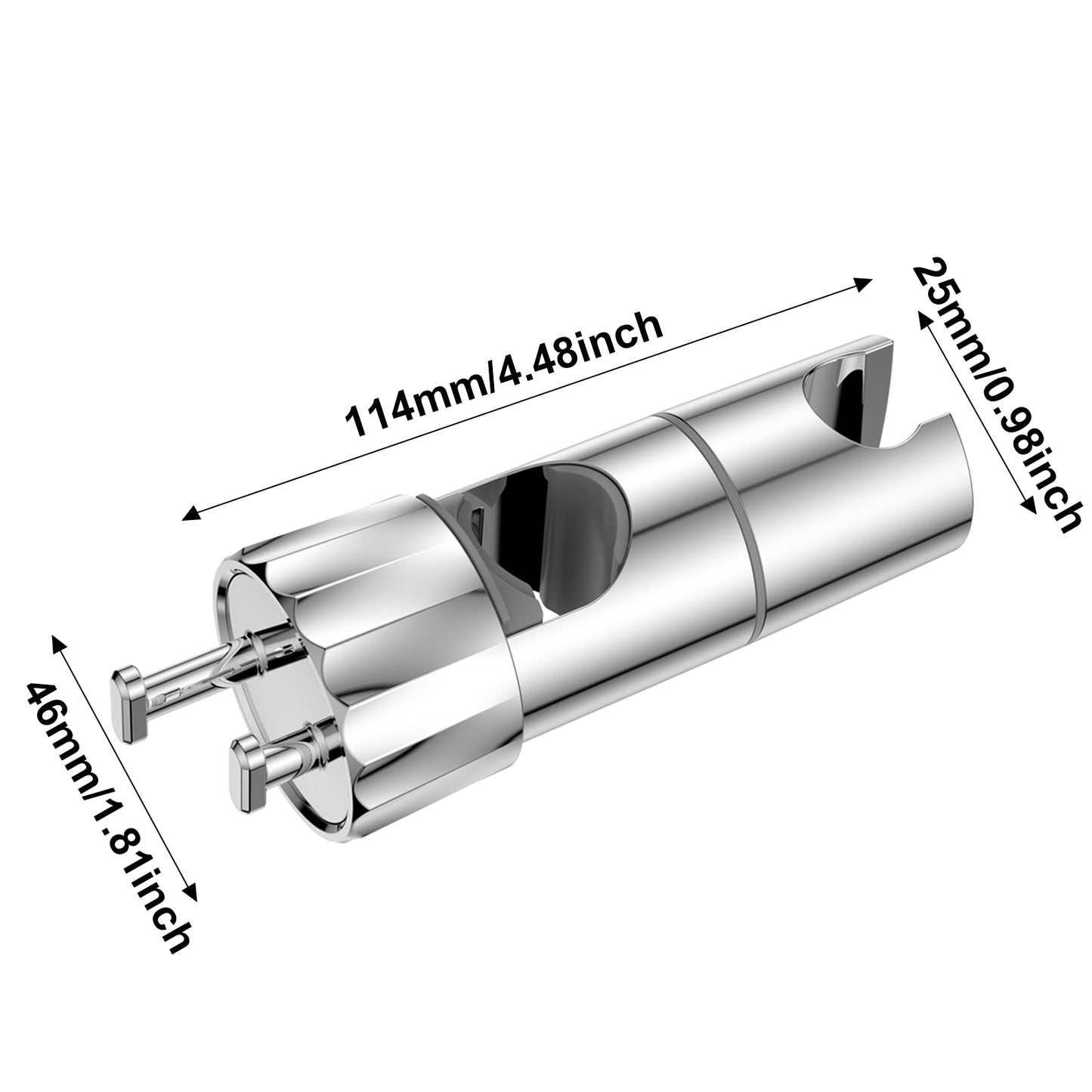 YEAUPE Shower Head Holder Replacement - Universal Adjustable Hand Shower Holder with 2 Hooks for 16-28MM Hand Shower Rail Head Slider Clamp Holder Bracket,ABS Shower Holder,Chrome Plated